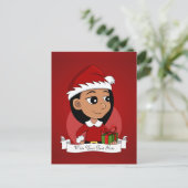 Cute Hispanic girl met lang zwart haar Feestdagenkaart (Staand voorkant)