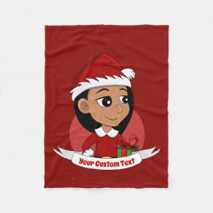 Cute Hispanic girl met lang zwart haar Fleece Deken