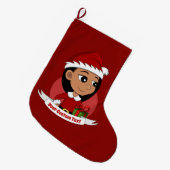 Cute Hispanic girl met lang zwart haar Grote Kerstsok (Voorkant (Hangend))