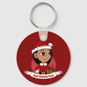 Cute Hispanic girl met lang zwart haar Sleutelhanger