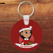 Cute Hispanic girl met lang zwart haar Sleutelhanger (Voorkant)