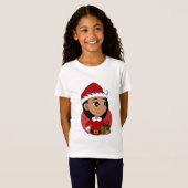 Cute Hispanic girl met lang zwart haar T-shirt (Voorkant volledig)