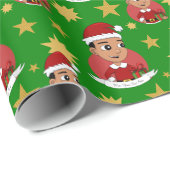 Cute Hispanic Kerstboy cartoon Cadeaupapier (Rol Hoek)