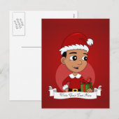 Cute Hispanic Kerstboy cartoon Feestdagenkaart (Voorkant / Achterkant)