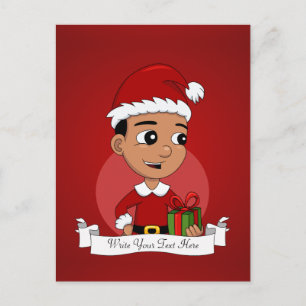 Cute Hispanic Kerstboy cartoon Feestdagenkaart