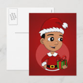 Cute Hispanic Kerstboy cartoon Feestdagenkaart (Voorkant / Achterkant)