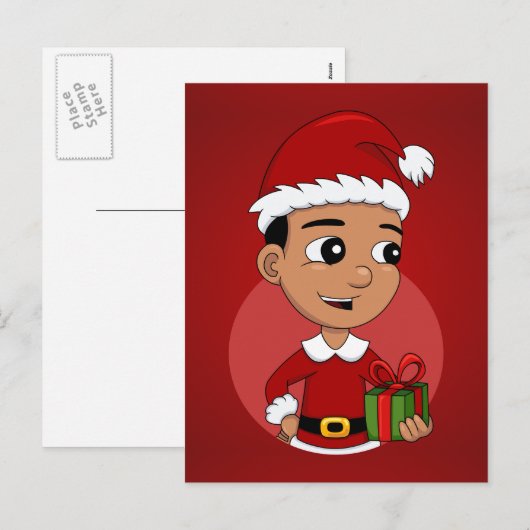 Cute Hispanic Kerstboy cartoon Feestdagenkaart (Voorkant / Achterkant)