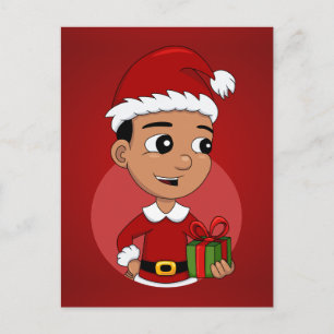 Cute Hispanic Kerstboy cartoon Feestdagenkaart
