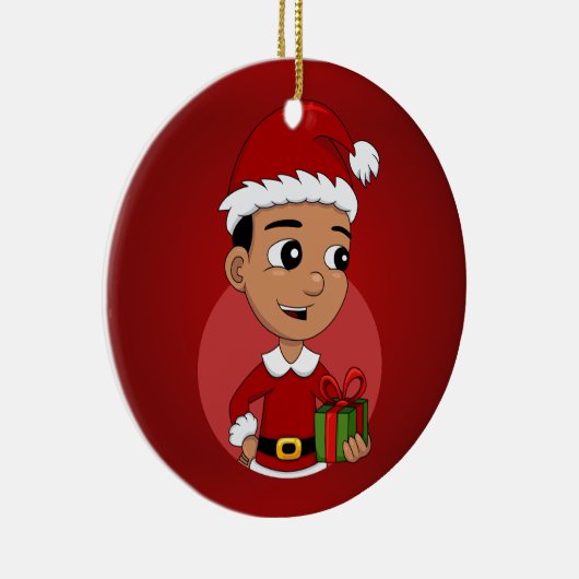 Cute Hispanic Kerstboy cartoon Keramisch Ornament (Rechts)