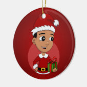 Cute Hispanic Kerstboy cartoon Keramisch Ornament (Links)
