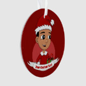 Cute Hispanic Kerstboy cartoon Ornament (voorkant)