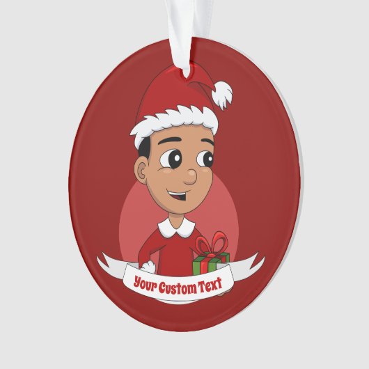 Cute Hispanic Kerstboy cartoon Ornament (voorkant)