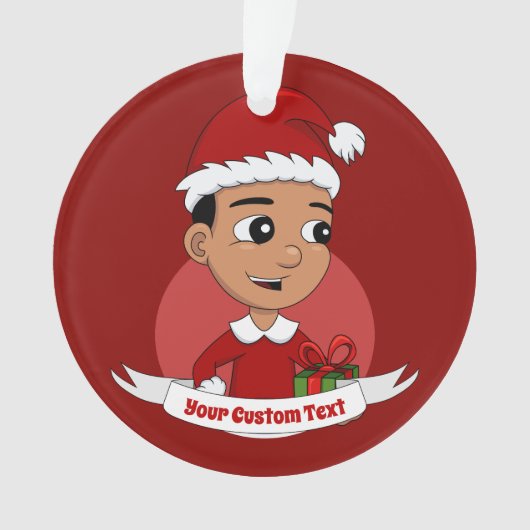 Cute Hispanic Kerstboy cartoon Ornament (voorkant)