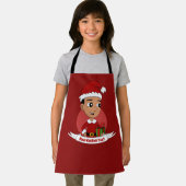 Cute Hispanic Kerstboy cartoon Schort (Insitu)