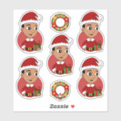 Cute Hispanic Kerstboy cartoon Sticker (Vel)