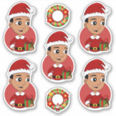 Cute Hispanic Kerstboy cartoon Sticker (Voorkant)