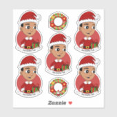 Cute Hispanic Kerstboy cartoon Sticker (Vel)