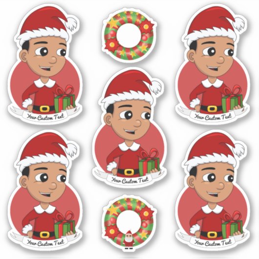 Cute Hispanic Kerstboy cartoon Sticker (Voorkant)
