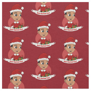 Cute Hispanic Kerstboy cartoon Stof