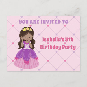 Cute Hispanic Princess Birthday Party Invitation Briefkaart