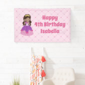Cute Hispanic Princess Girl Custom Pink Birthday Spandoek (Insitu)