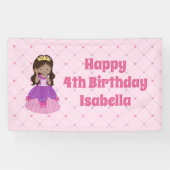 Cute Hispanic Princess Girl Custom Pink Birthday Spandoek (Horizontaal)