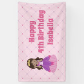 Cute Hispanic Princess Girl Custom Pink Birthday Spandoek (Verticaal)