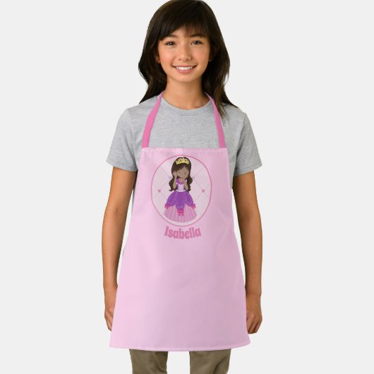 Cute Hispanic Princess Girl Pink Custom Kinder Schort (Insitu)