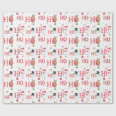 Cute Ho Ho Ho Santa Snowman Reindekerst Cadeaupapier (Vlak)