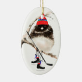 Cute Hockey Bird in Pet, kerstHumor, Junco Keramisch Ornament (Rechts)