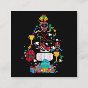 Cute Hockey-kerstsierboom Funny Gift Boy Vierkante Visitekaartje