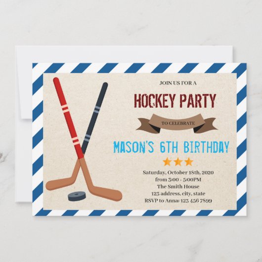 Cute hockey party Invitation Kaart (Voorkant)