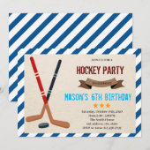 Cute hockey party Invitation Kaart (Voorkant / Achterkant)