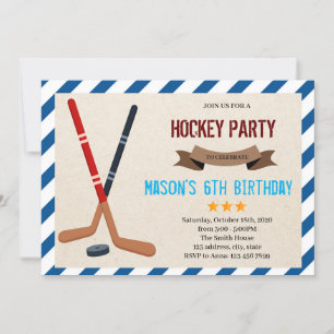 Cute hockey party Invitation Kaart
