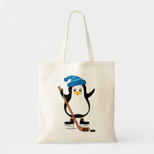 Cute Hockey Penguin met Hockey Stick Tote Bag (Voorkant)