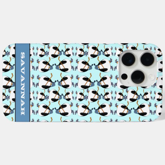 Cute Hockey Penguin Patroon Kies Kleur Case-Mate iPhone Case (Achterkant (horizontaal))