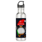 Cute hockey pinguin met rode petten en kerstbomen waterfles  (Voorkant)