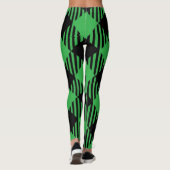 Cute Holiday Black, Green Pset Tartan Kerstmis Leggings (Achterkant)