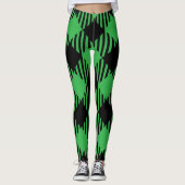 Cute Holiday Black, Green Pset Tartan Kerstmis Leggings (Voorkant)