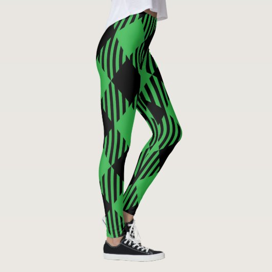 Cute Holiday Black, Green Pset Tartan Kerstmis Leggings (Rechts)