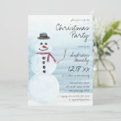 Cute Holiday Blue Snowman Waterverf Kerstmis Kaart (Staand voorkant)