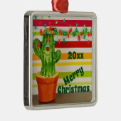 Cute Holiday Cactus Southwestern Merry Kerstmis Metalen Ornament (Rechts)