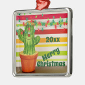 Cute Holiday Cactus Southwestern Merry Kerstmis Metalen Ornament (Links)