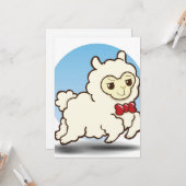 Cute Holiday Cartoon Lama Kaart (Voorkant / Achterkant in situ)