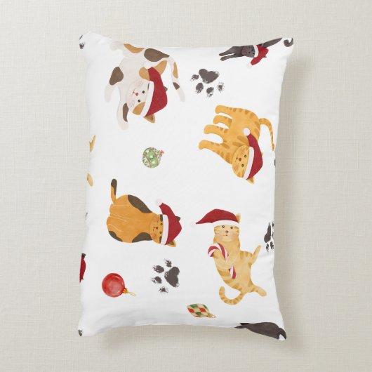 Cute Holiday Cat Pattern Accent Kussen (Achterkant (Verticaal))