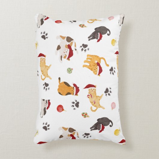 Cute Holiday Cat Pattern Accent Kussen (Voorkant(Verticaal))