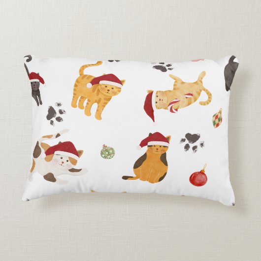 Cute Holiday Cat Pattern Accent Kussen (Achterkant)