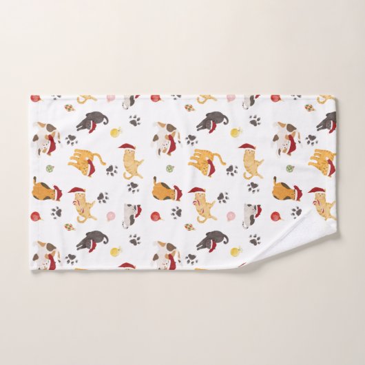 Cute Holiday Cat Pattern Bad Handdoek (Handdoek)