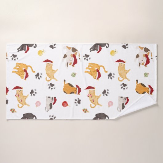 Cute Holiday Cat Pattern Badhanddoek (Badhanddoek)