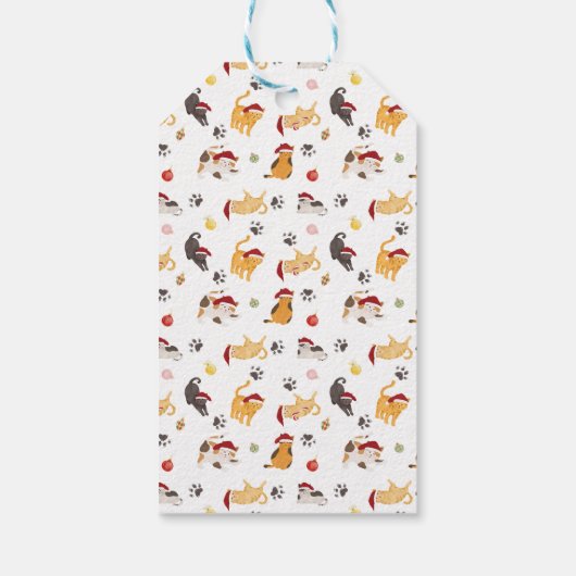 Cute Holiday Cat Pattern Cadeaulabel (Achterkant)